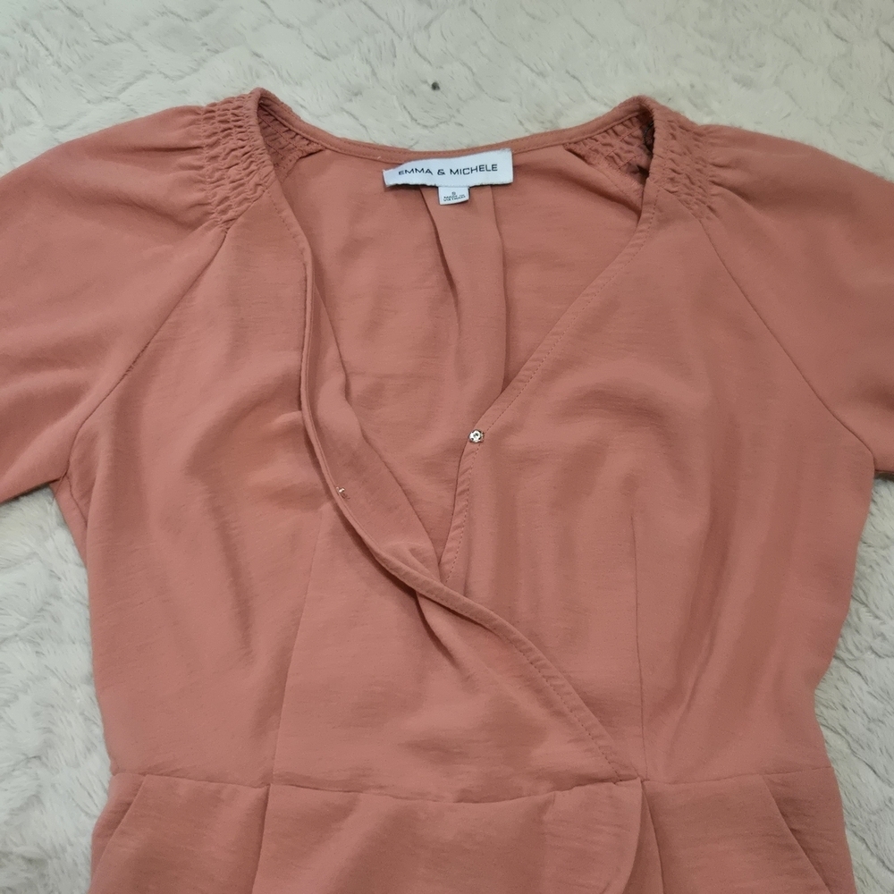 Emma & Michele Coral Short Sleeve Jumpsuit, Size Small - Picture 10 of 10